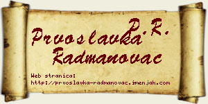 Prvoslavka Radmanovac vizit kartica